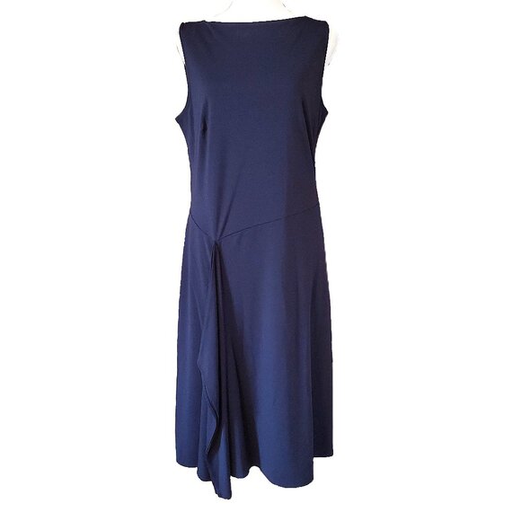 NWT Banana Republic Navy Sleeveless Asymmetric Hem Dress Women's Size 12 Stretch - Picture 1 of 7